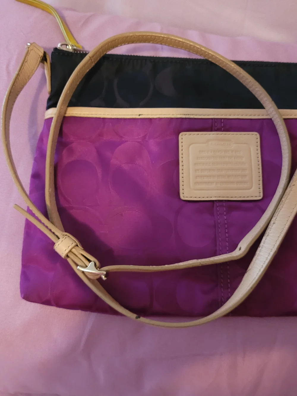 Coach Legacy Weekend Hippie 24864 Purple Signature Nylon Crossbody With Wristlet